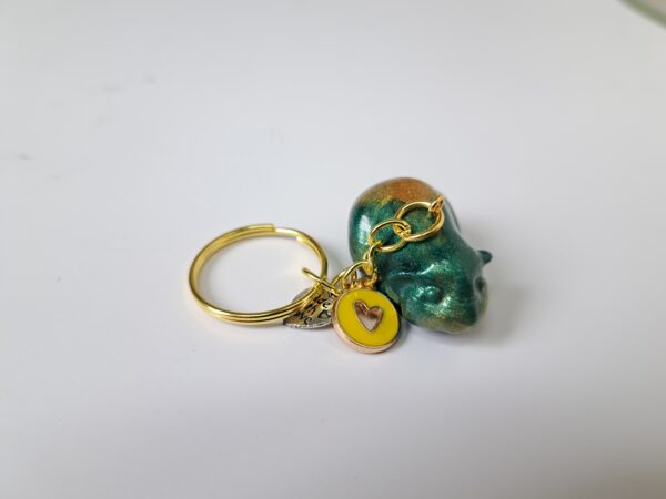 Sleutelhanger cavia turkoise/goud