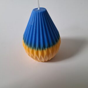 Kaars druppel blauw/geel