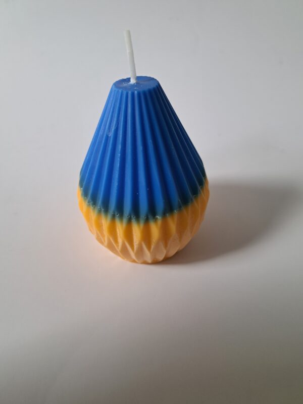 Kaars druppel blauw/geel