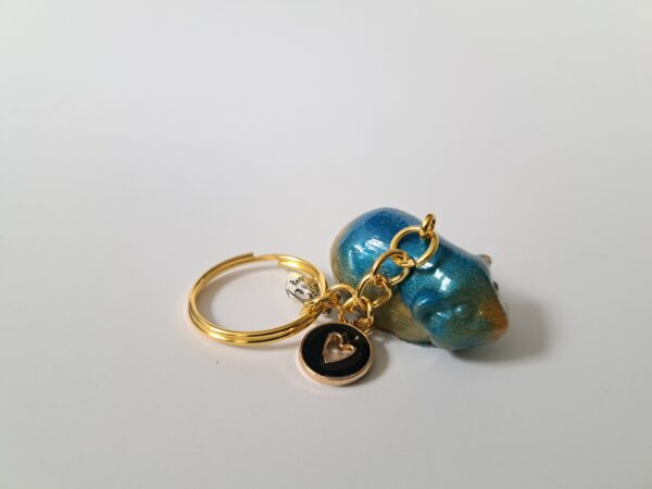 Sleutelhanger cavia blauw/goud