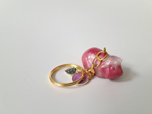 Sleutelhanger cavia roze/zilver kruin